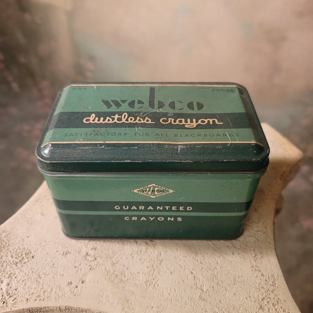 Webco Dustless Crayon Vintage Tin Empty Satisfactory for All Blackboards USA